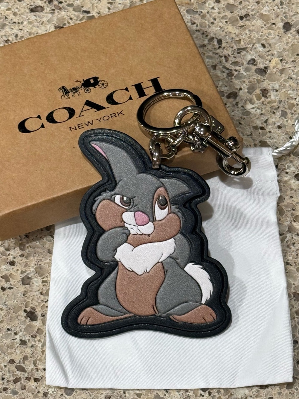 Coach Black Disney x Coach Leather Bunny Keychain Charm